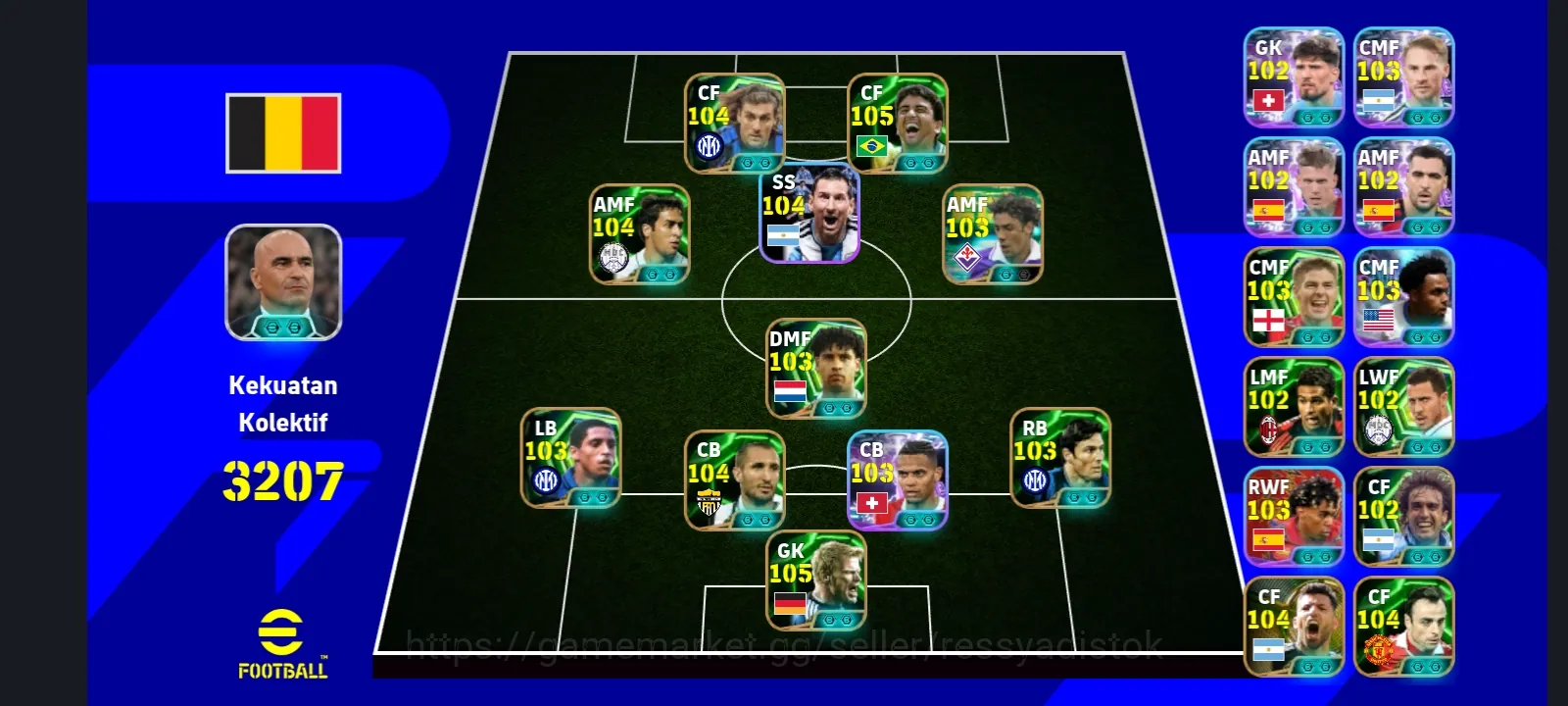 eFootball Accounts Legends & Iconic Players COLECTIVE 3207+ | C VIERI x BEBETO x LIONEL MESSI x ROBERTO CARLOS x RUI 1