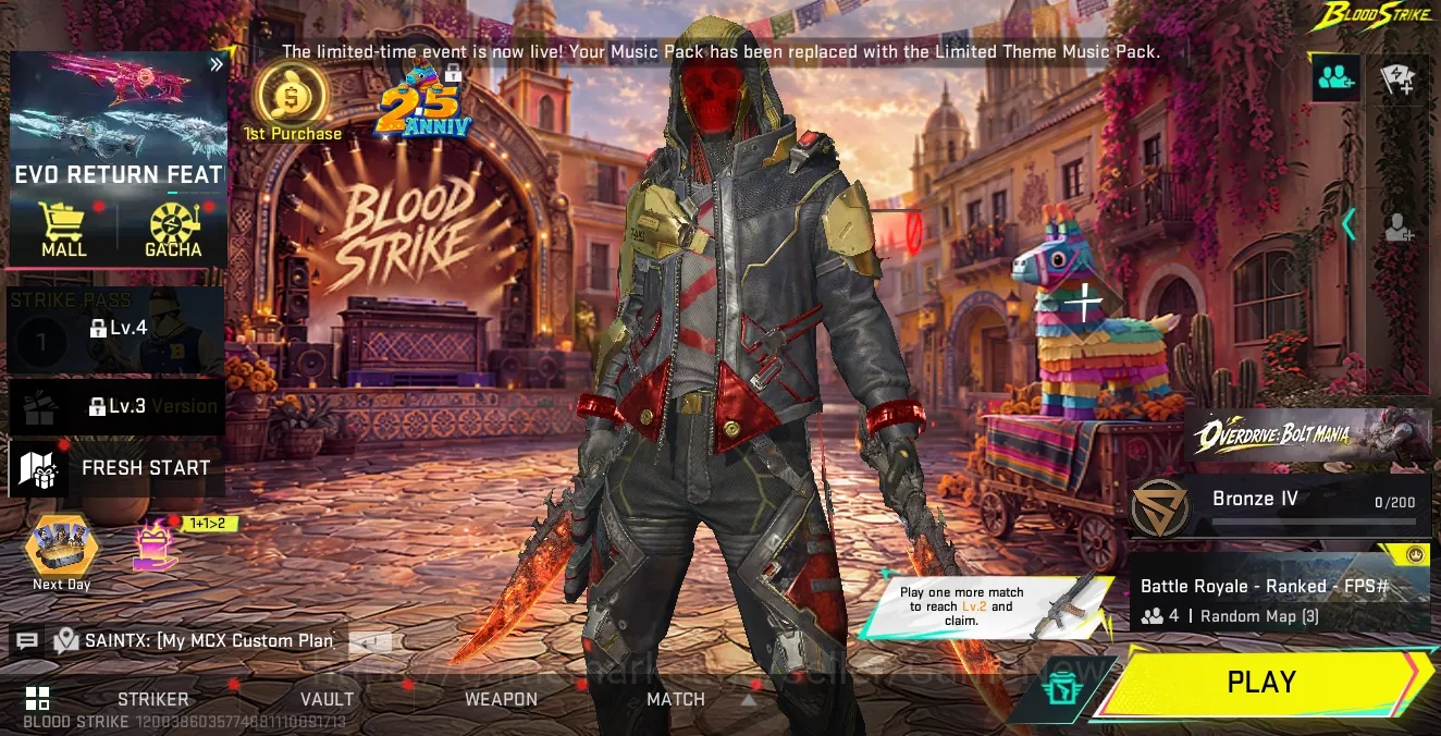Blood Strike Accounts Starter Asia| Ultra Melee Dual Blades-Perdition+ Ultra Ethan Dark Walker|Legendary M4A1 Extinction+6 1