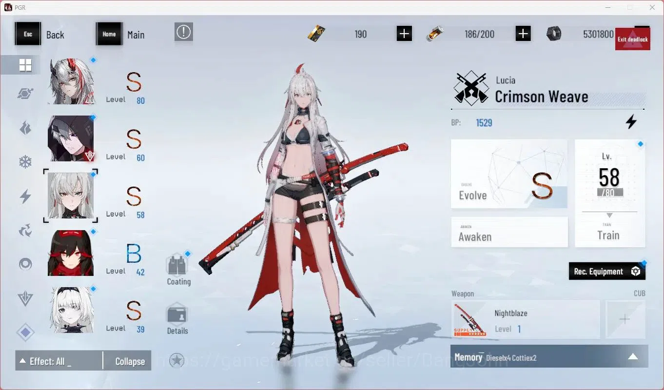 Punishing: Gray Raven Accounts Starter ASIA | L71 | Ready Gatcha | S Lucia CW+Sign, S Lucia IC, S Camu C, S Feral |BC 190 6