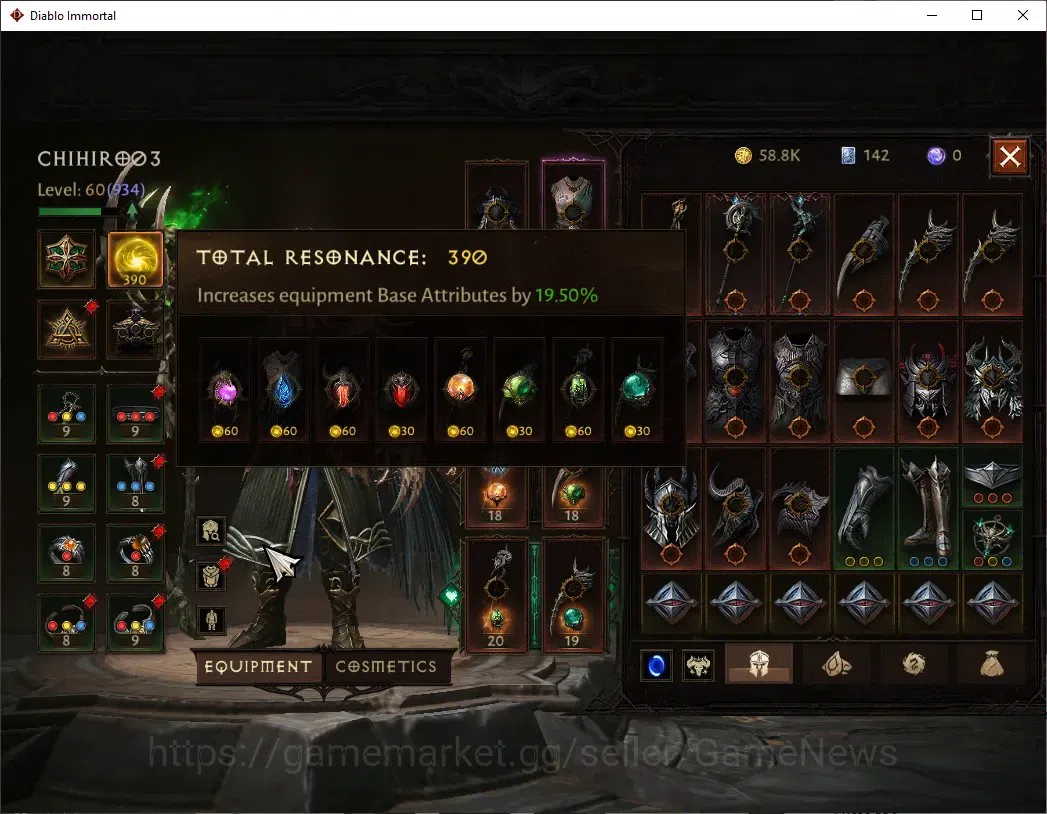 Diablo Immortal Accounts SA - Malah|CS ON|Lv60(934)|Druid|46k CR|Reso 390|P image 4