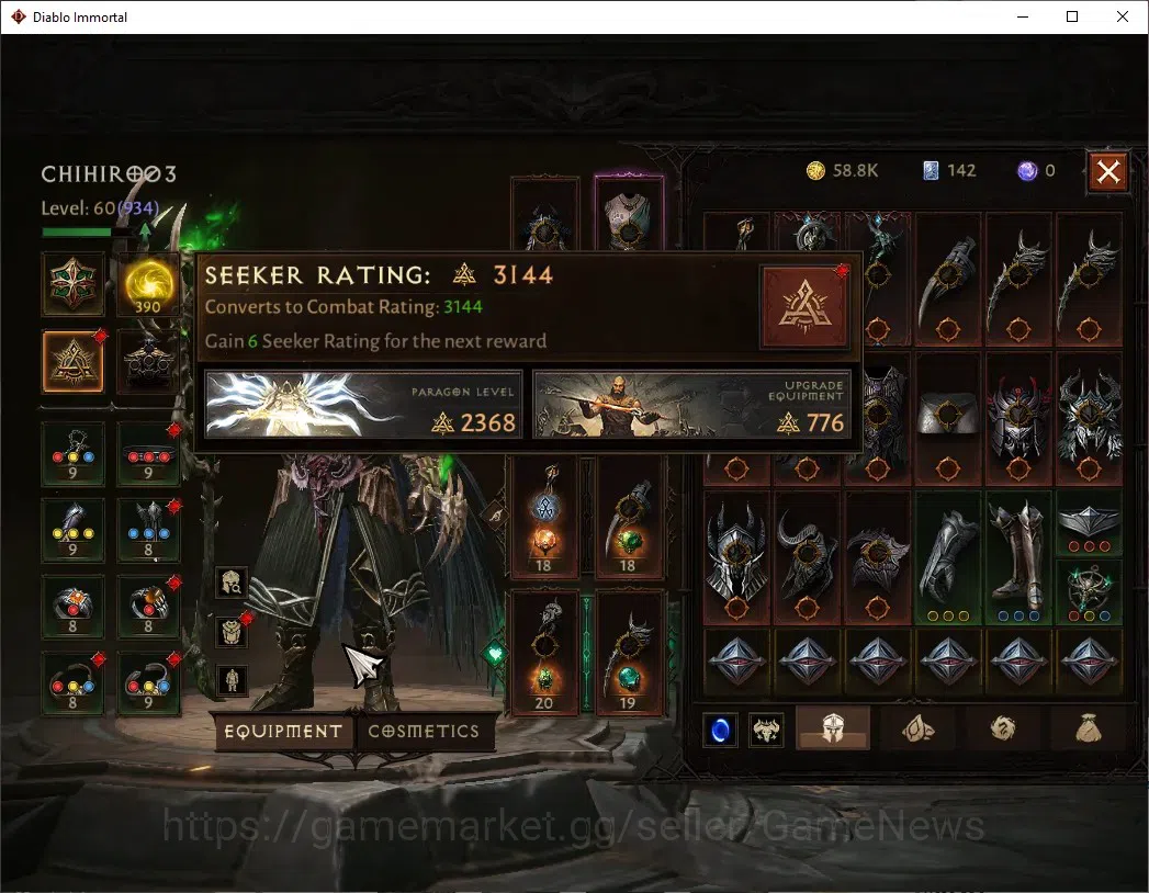 Diablo Immortal Accounts SA - Malah|CS ON|Lv60(934)|Druid|46k CR|Reso 390|P image 5