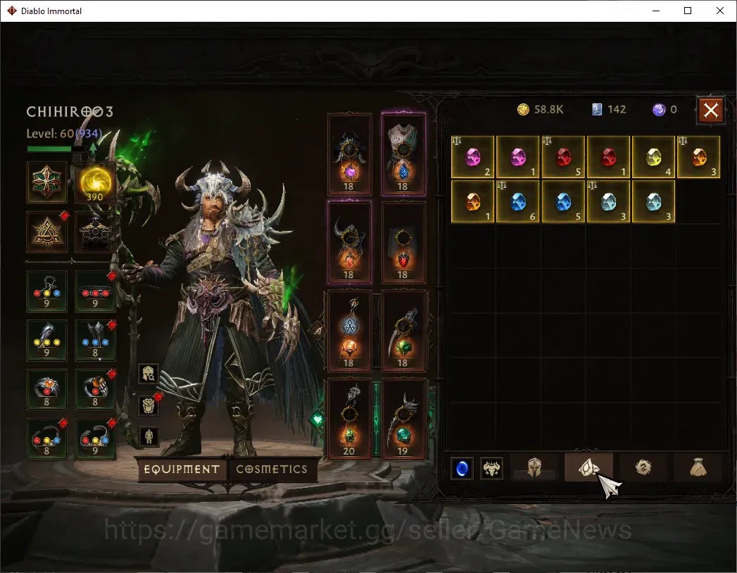Diablo Immortal Accounts SA - Malah|CS ON|Lv60(934)|Druid|46k CR|Reso 390|P image 6