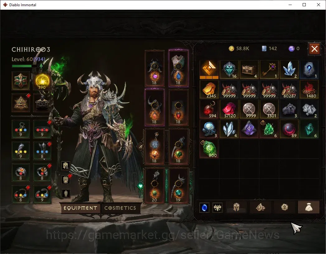 Diablo Immortal Accounts SA - Malah|CS ON|Lv60(934)|Druid|46k CR|Reso 390|P image 7