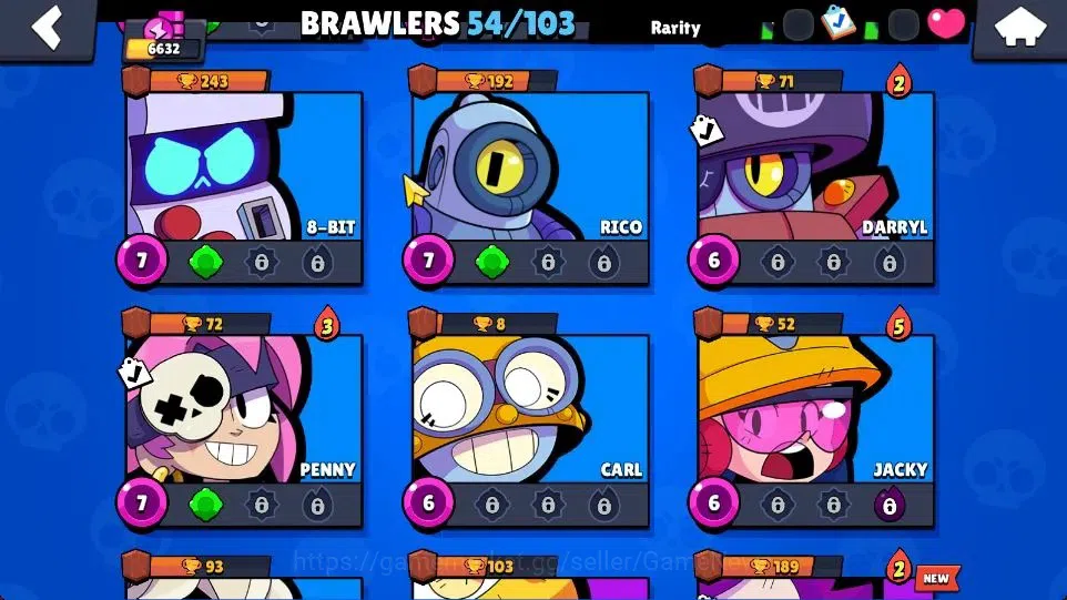Brawl Stars Accounts 6632 Trophy|1174 Bling|54 Brawlers 3 Max [Doug,Sur image 11