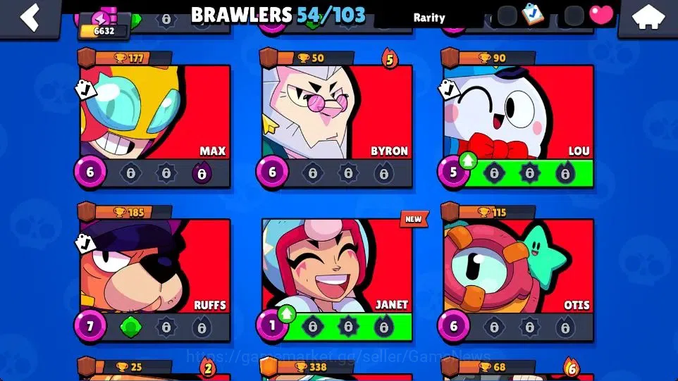 Brawl Stars Accounts 6632 Trophy|1174 Bling|54 Brawlers 3 Max [Doug,Sur image 15