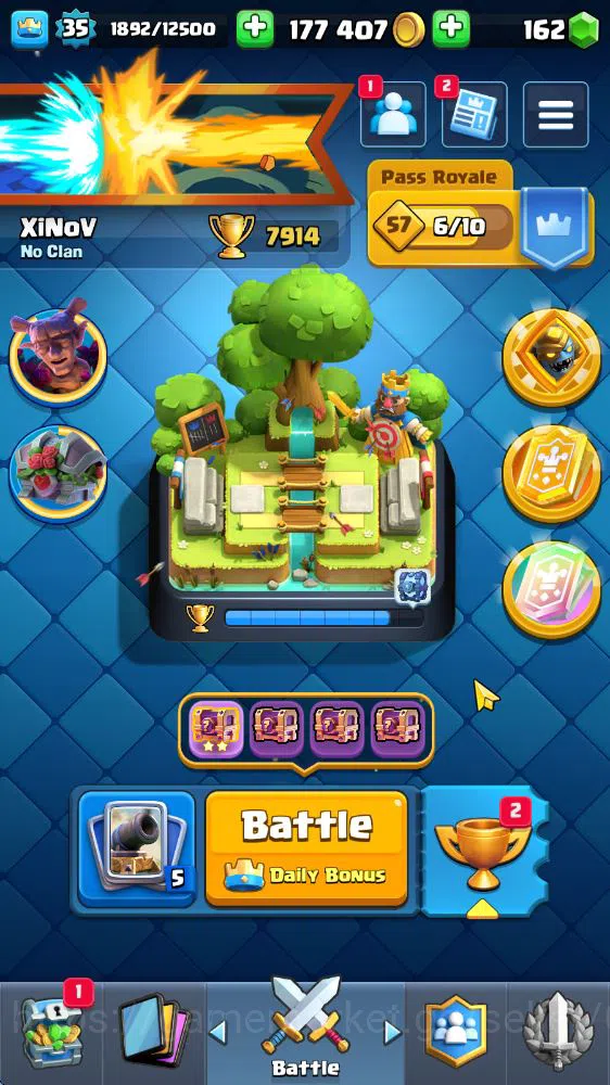Lv 35|Trophy 7914|KTL 12|Limited Skin|Card 118|1 HERO 5 EVO 5 Champ 21 Legendary 33 Epic 30 Rare 29 Common|TakeEmail(CR1448) Clash Royale Midgame Lv 35|Trophy 7914|KTL 12|Limited Skin|Card 118|1 H image 1