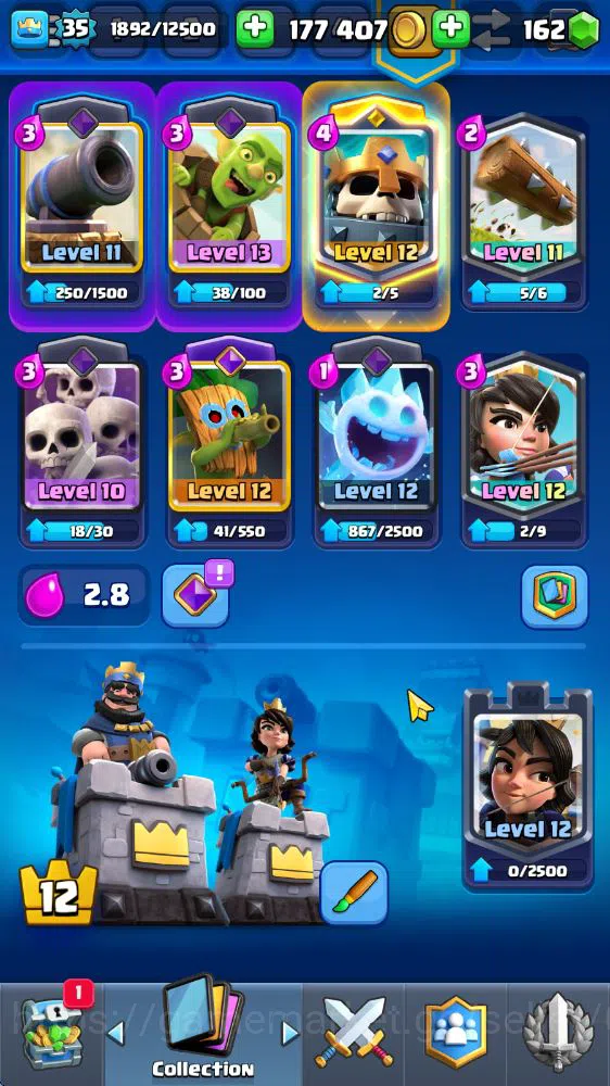 Clash Royale Accounts Midgame Lv 35|Trophy 7914|KTL 12|Limited Skin|Card 118|1 HERO 5 EVO 5 Champ 21 Legendary 33 Epic 30 3