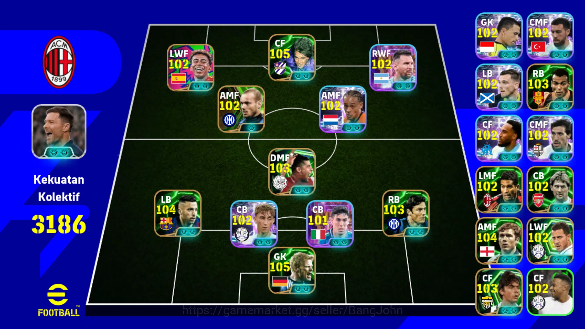 eFootball Others Power 3186 | cafu epic db | jordi alba epic db | x image 1