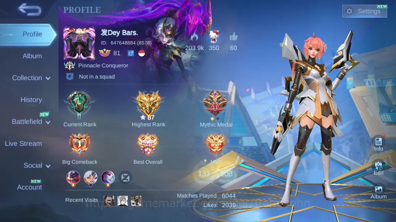Mobile Legends: Bang Bang Accounts Hero 131 | Skin 208 | Glory | KOF Karina | Sanrio image 1