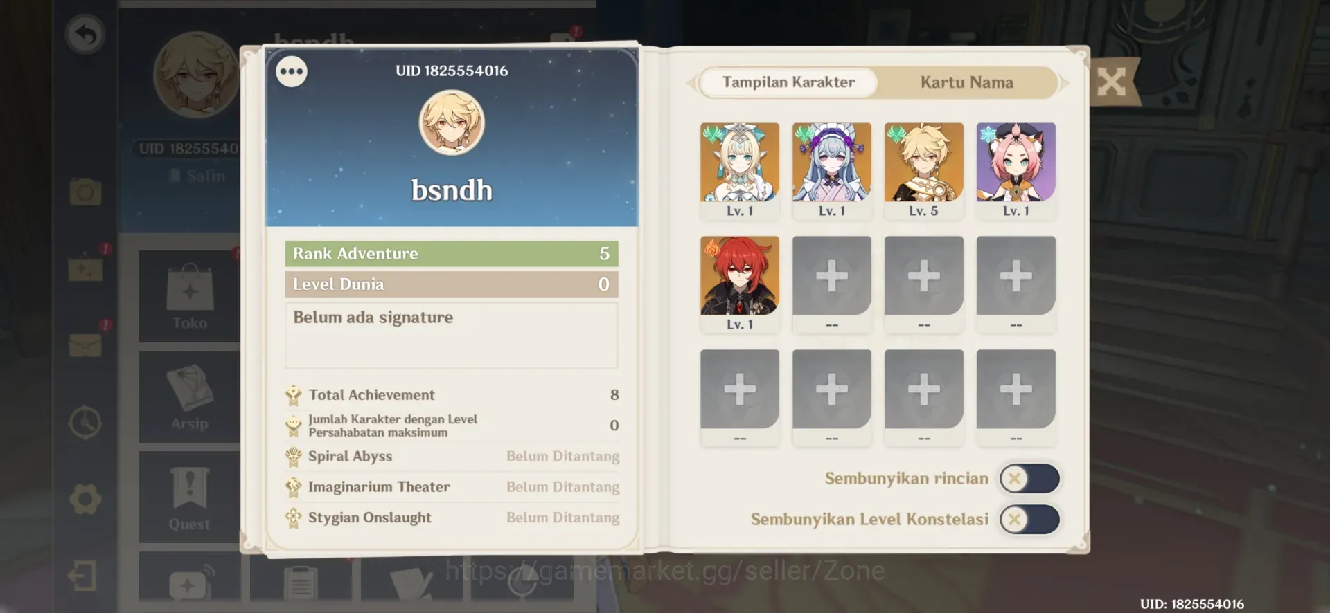 Genshin Impact Accounts Starter ASIA|Fresh starter AR 5|1Limited Vesna +2*5 standard|Mizuki,Diluc|TakeMail(GI1677Z) 1