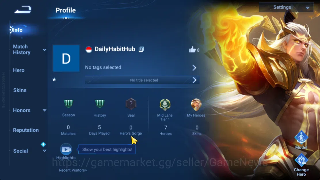 Honor of Kings Accounts Hero 7 |Starter with Legend Skin Selection Chest(D image 2