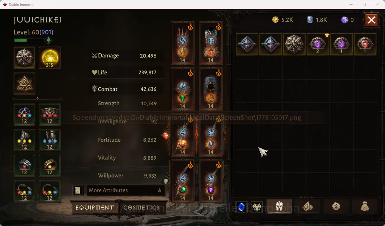 Diablo Immortal Accounts NA-High Heavens CS On | 60 (901) Tempest-Vanquishe image 4