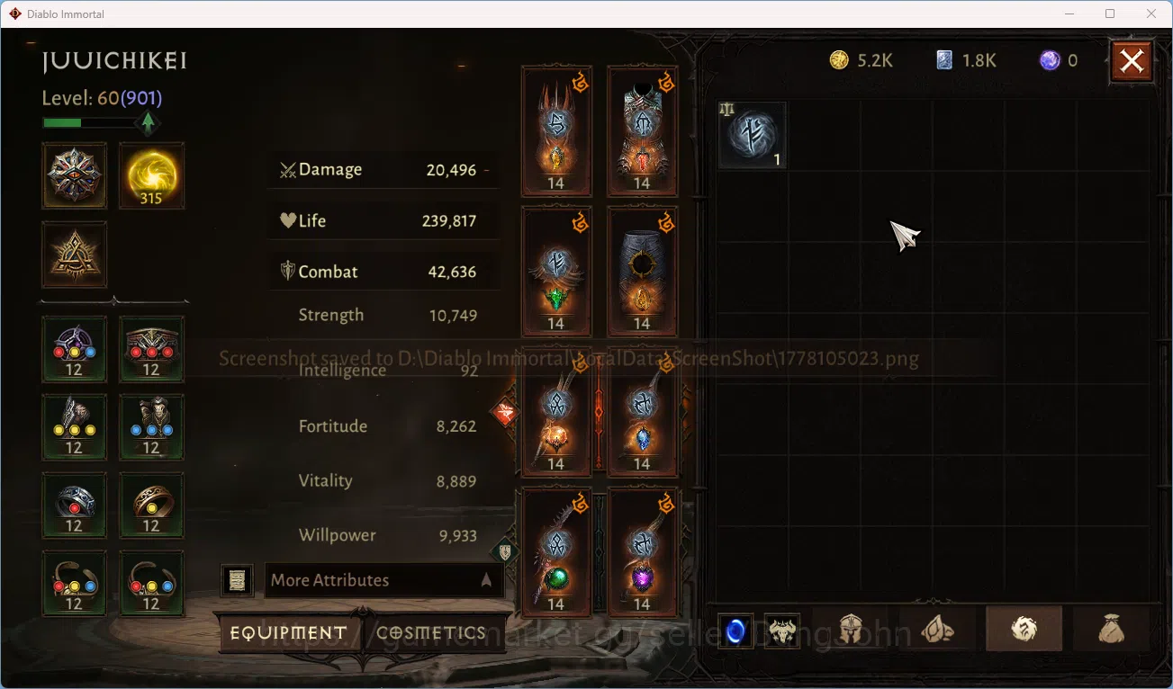 Diablo Immortal Accounts NA-High Heavens CS On | 60 (901) Tempest-Vanquishe image 6