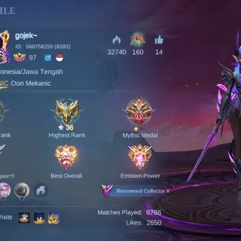 Mobile Legends: Bang Bang Accounts Collector Global|Skin 222|Renowned|KOF Karina,LBox Karina,Collector Natalia,Lightborn