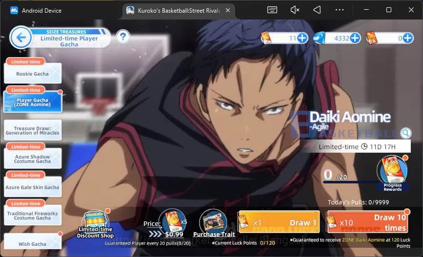 Kuroko's Basketball Street Rivals Accounts SEA|SV29|Lv20|DM 4332|Tetsuya Kuroko A2,Zone Taiga image 2