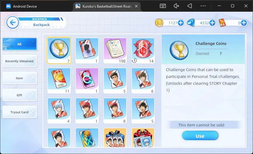 Kuroko's Basketball Street Rivals Accounts SEA|SV29|Lv20|DM 4332|Tetsuya Kuroko A2,Zone Taiga image 3