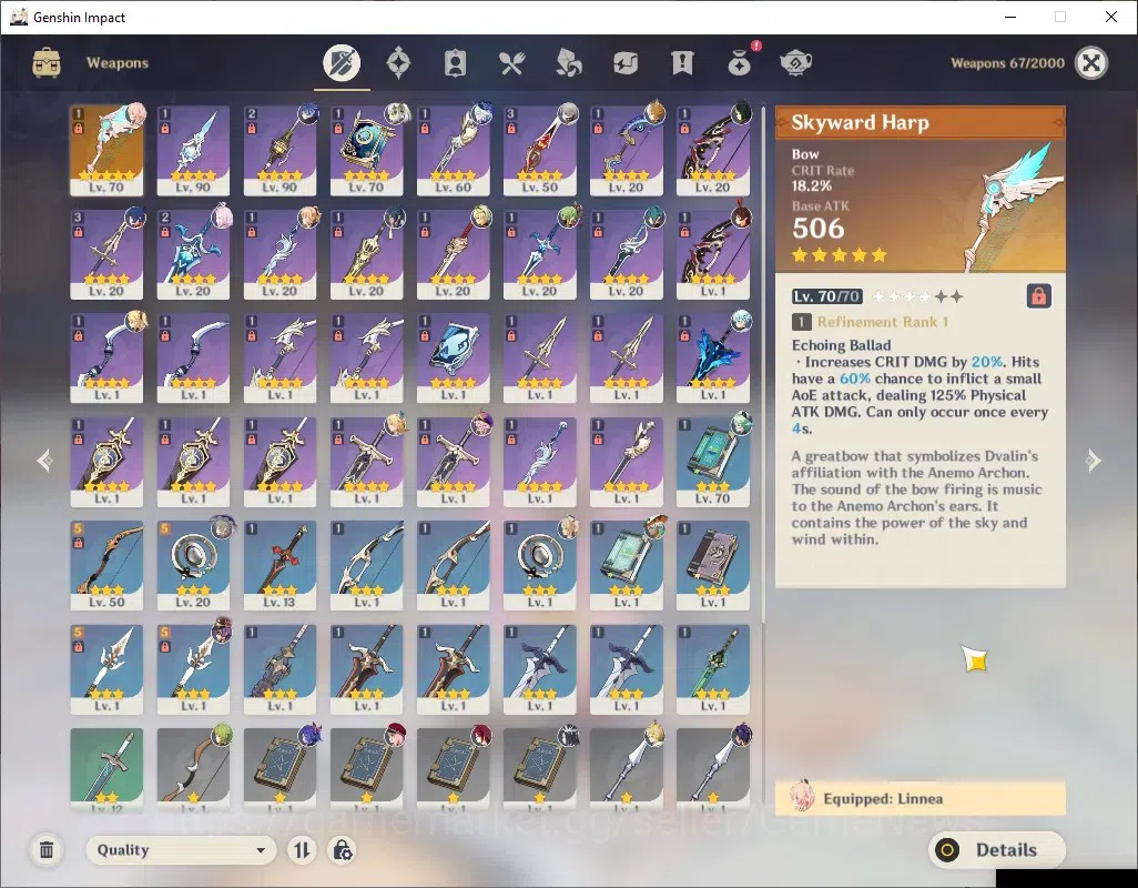 Genshin Impact Accounts ASIA|AR 55|Rate ON|4 Limited + 1 (*5Weap)|Flins,Li image 5