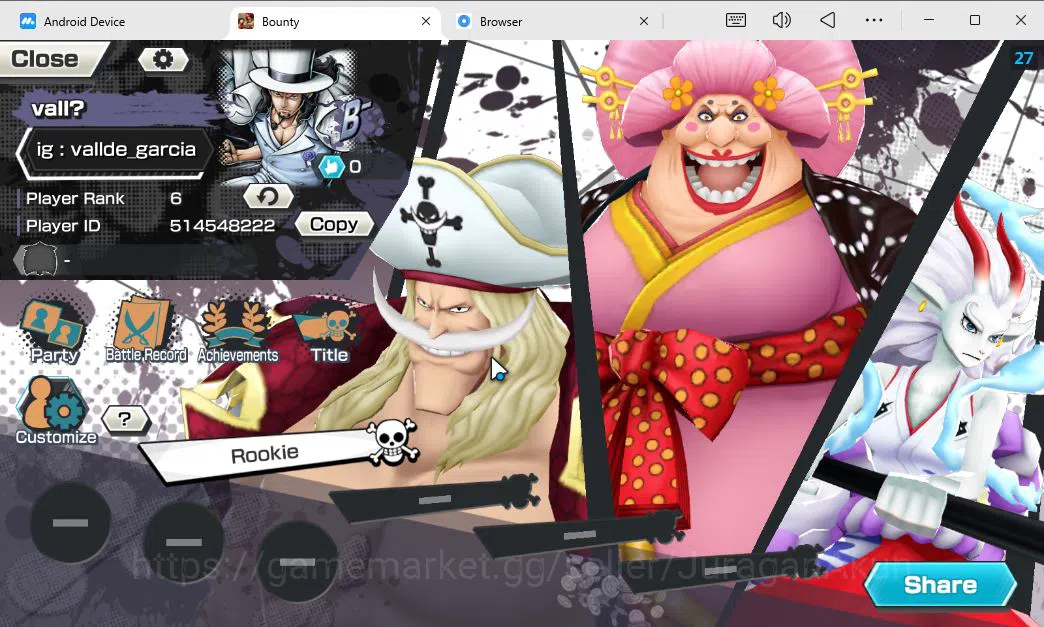One Piece Bounty Rush Accounts Starter Global | 6 EX META | Okuchi Yamato,GP Newgate,Awaken Lucci,BP Kuzan,Oniga Oiran,F 2