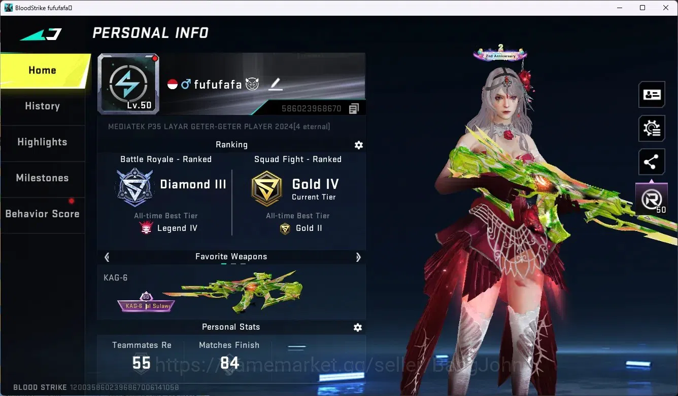 Blood Strike Accounts ASIA | 2 ETERNAL: KAG-6,Desert Eagle|7 COLLAB GUN image 1