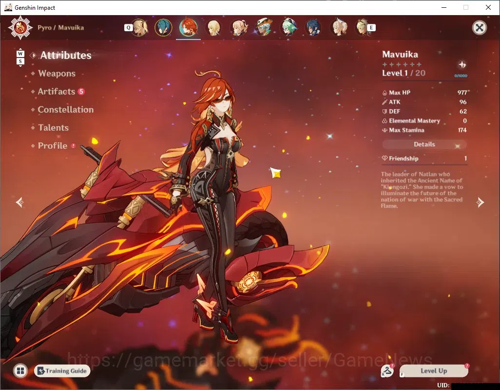 Genshin Impact Accounts Others Asia|AR 37|1 Limited + 1 (*5 Weapon)|Mavuika + Signature|Mc Female|All Unset|Take Mail|Check 18