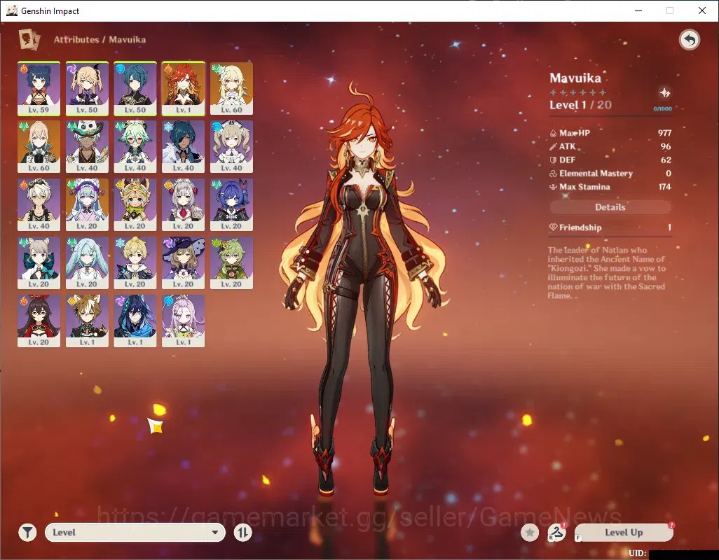 Genshin Impact Accounts Others Asia|AR 37|1 Limited + 1 (*5 Weapon)|Mavuika + Signature|Mc Female|All Unset|Take Mail|Check 19