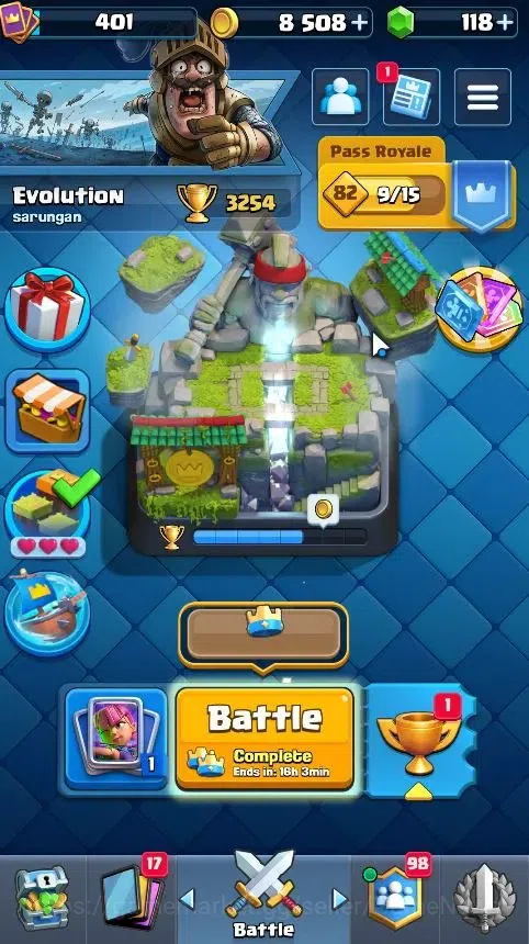 Clash Royale Accounts LV 401|Troph 3254|KTL 10|Card 50/121|1 Hero 3 EVO image 1