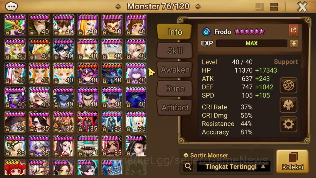 Summoners War: Sky Arena Accounts Mid-Game ASIA Lv73|2 LD(Werner,Jackson)|33 NB5(7R1X,Liam,Etc)+72 6 17