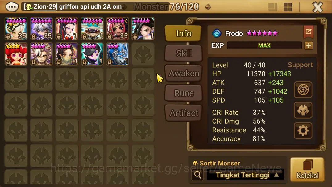 Summoners War: Sky Arena Accounts Mid-Game ASIA Lv73|2 LD(Werner,Jackson)|33 NB5(7R1X,Liam,Etc)+72 6 18