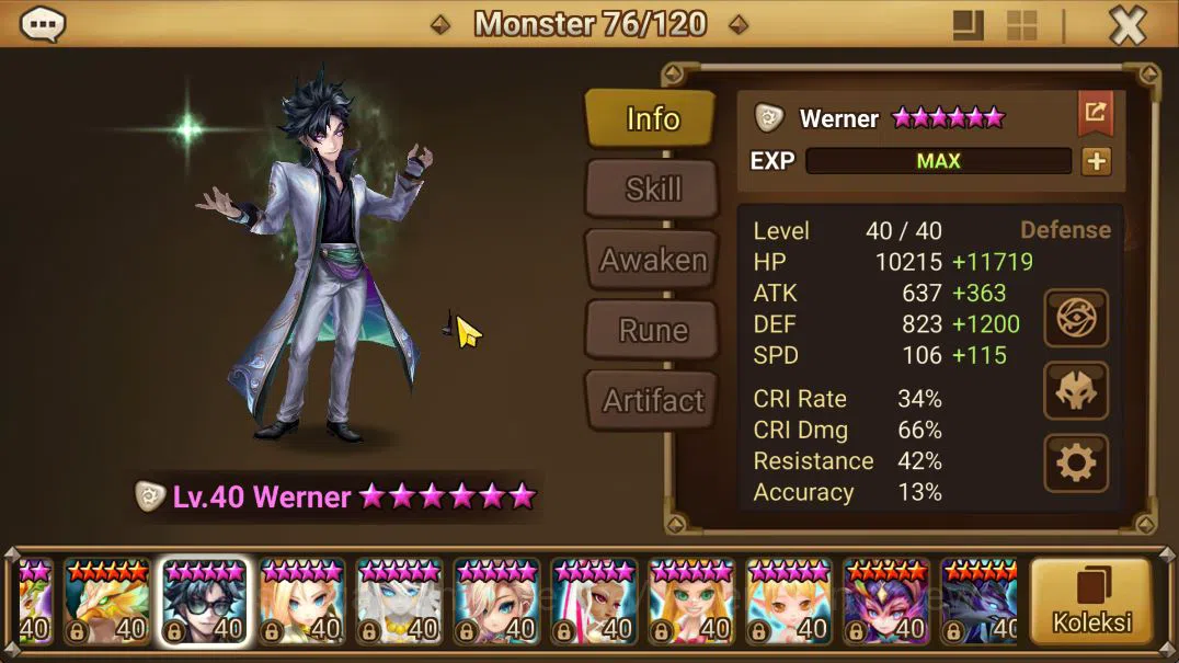 Summoners War: Sky Arena Accounts Mid-Game ASIA Lv73|2 LD(Werner,Jackson)|33 NB5(7R1X,Liam,Etc)+72 6 8