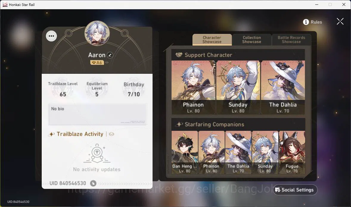 Honkai Star Rail Accounts Others ASIA|TL 65|9 Limit|PremTeam(Phainon,Sunday,Cerydra,DanHeng 14