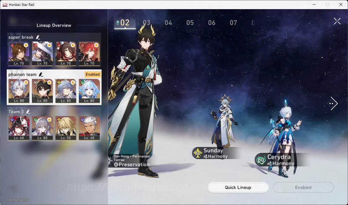 Honkai Star Rail Accounts Others ASIA|TL 65|9 Limit|PremTeam(Phainon,Sunday,Cerydra,DanHeng 15