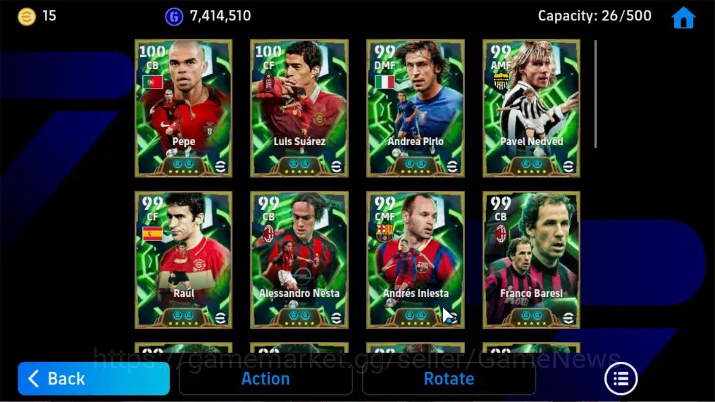 eFootball Accounts Legends & Iconic Players Android|BigTime G.Buffon,Ronaldinho,K.Kvaratskhella,26 Epic 10