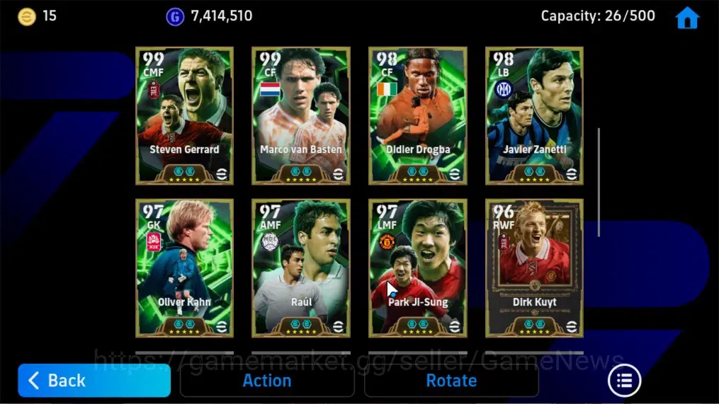 eFootball Accounts Legends & Iconic Players Android|BigTime G.Buffon,Ronaldinho,K.Kvaratskhella,26 Epic 11
