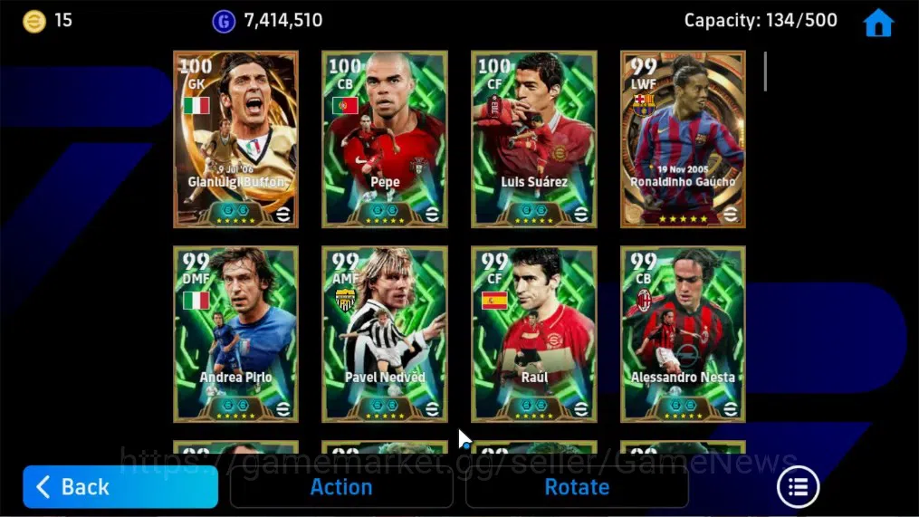 eFootball Accounts Legends & Iconic Players Android|BigTime G.Buffon,Ronaldinho,K.Kvaratskhella,26 Epic 6