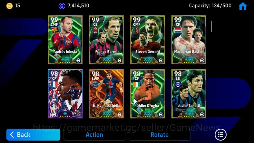 eFootball Accounts Legends & Iconic Players Android|BigTime G.Buffon,Ronaldinho,K.Kvaratskhella,26 Epic 7