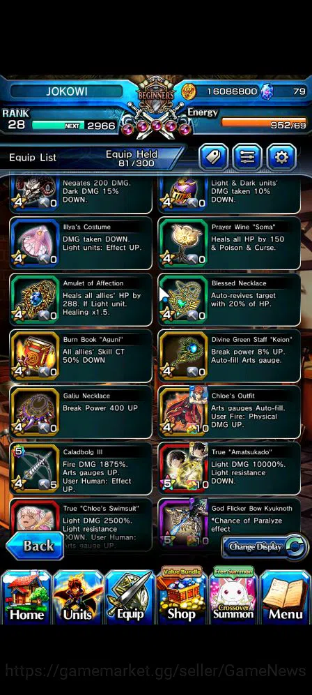 Grand Summoners Accounts Mid-Game Global|Rank 28|Fresh Story 11 Ascend|EmiyaTW,S Miyu,Miracle 11