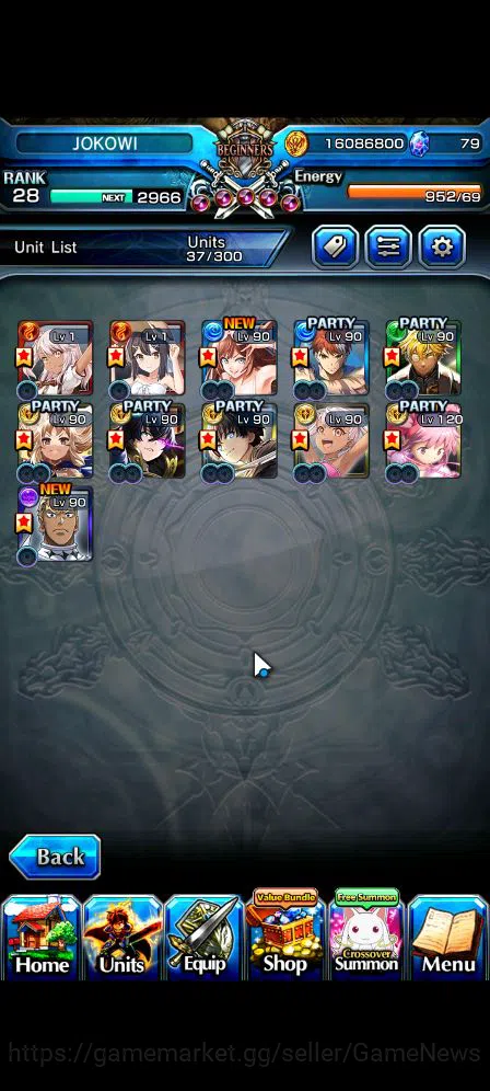 Grand Summoners Accounts Mid-Game Global|Rank 28|Fresh Story 11 Ascend|EmiyaTW,S Miyu,Miracle 3