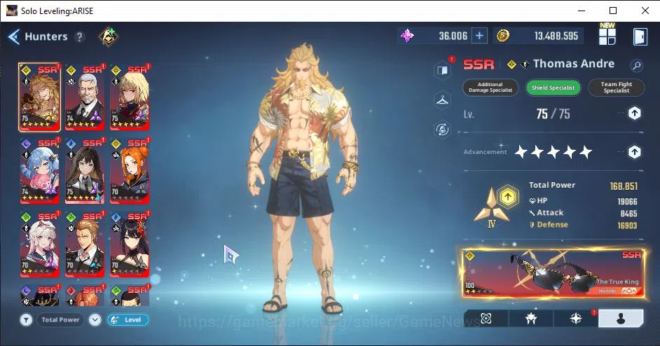 Solo Leveling: ARISE Accounts BT 575K| 15 SSR | ThomasA5+SignA2,Go GunheeA5+Sign,Cha HaeinA5+SignA4,BlancheA6+Sign3 and 4