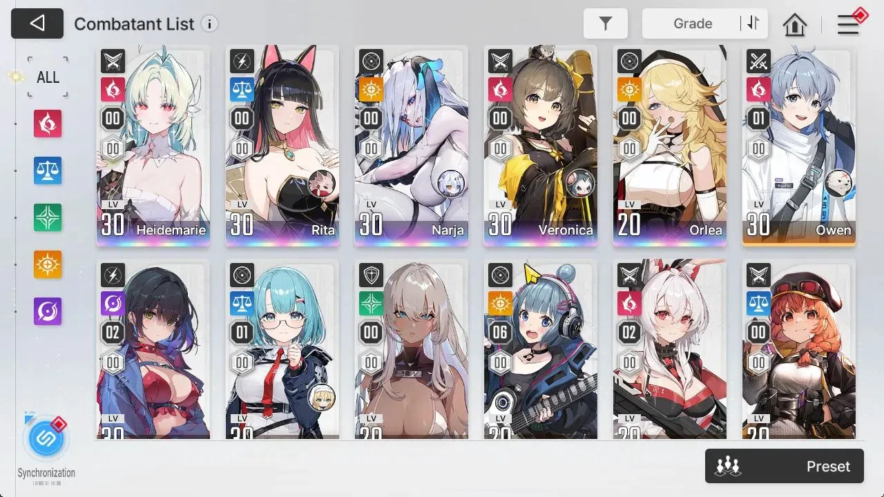 Chaos Zero Nightmare Accounts GLOBAL Lv 33|5 SSR[HaideMarie,Rita,Narja+Sign,Veronica,Orlea]|10 SR[NiaM6,TressaM2,Etc]|6 SR 4