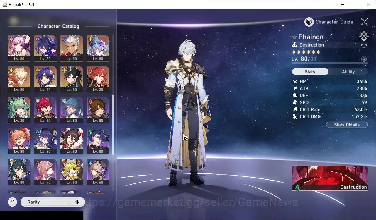 Honkai Star Rail Accounts Others Asia|Free GI + ZZZ|TL 70|23 Limited|(B Swan,Cyrene,Argenti)+Sign Phainon,Castorice,SW 9
