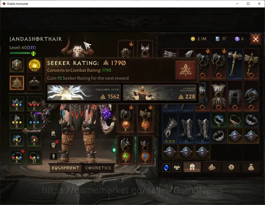 Diablo Immortal Accounts SEA-Verathiel |CS OFF|Lv 60 (531)|Barbarian|CR 36k image 5