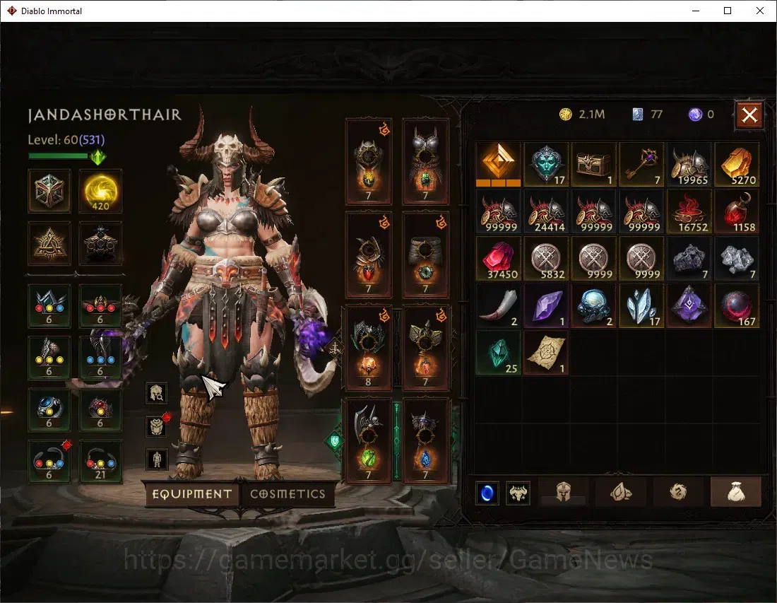 Diablo Immortal Accounts SEA-Verathiel |CS OFF|Lv 60 (531)|Barbarian|CR 36k image 8