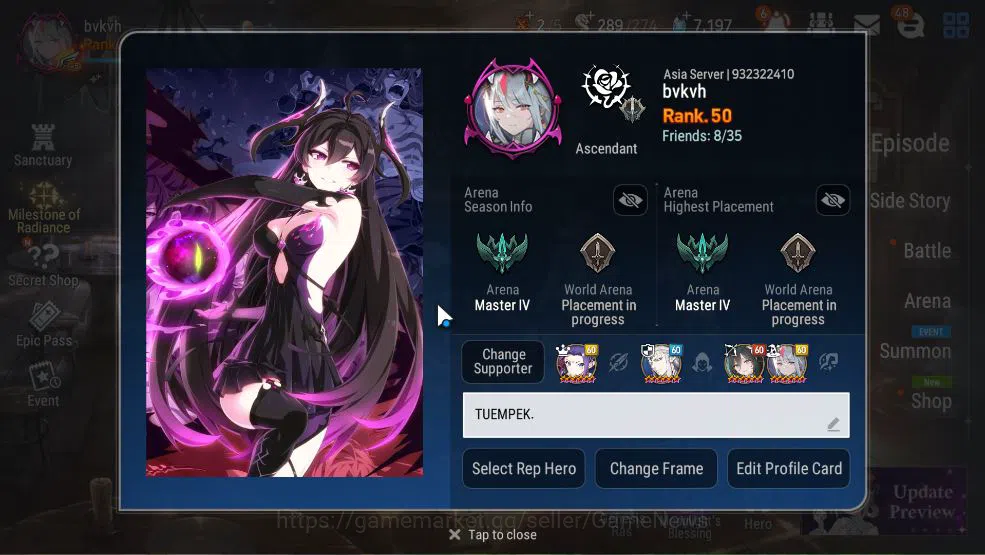 Epic Seven Accounts ASIA Unverif|7 ML(LOT Scales,NM Luna,SS Vivian,Etc image 2