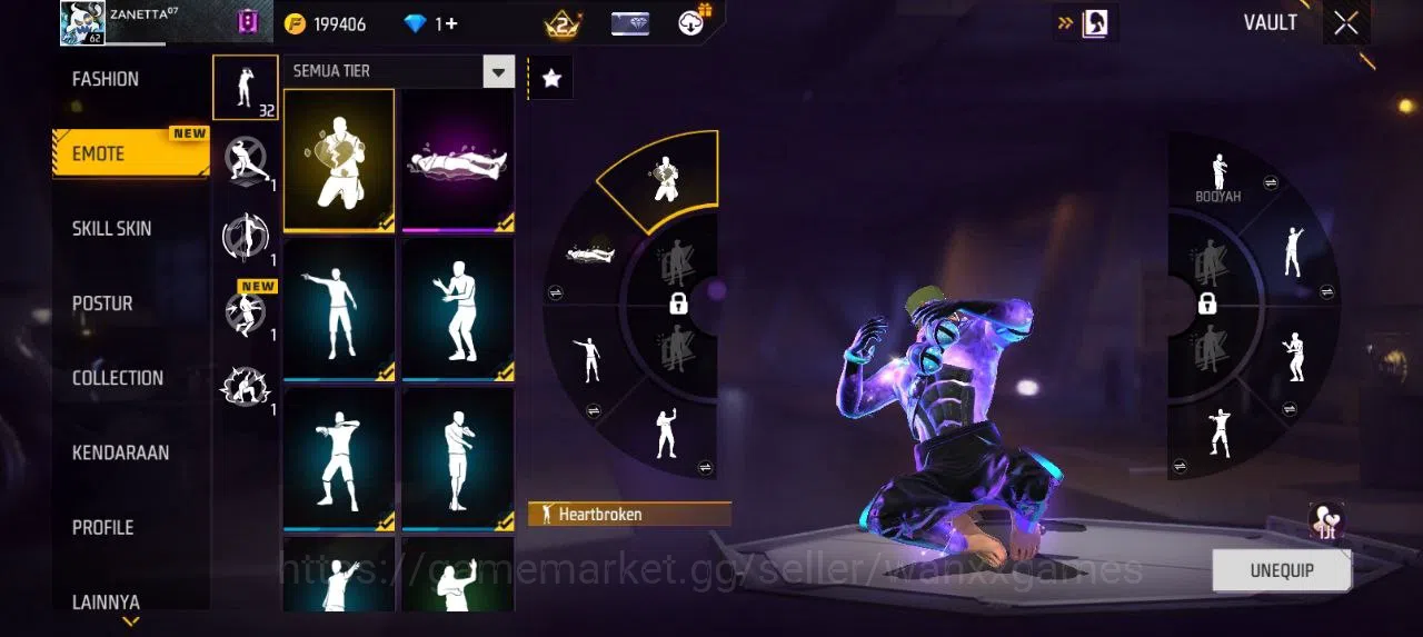 Free Fire Accounts Indonesia | AKUN LVL 62 EVOGUN SCAR LVL 3 SG MAMBAH VAULT 240 EMOTE 32 TAS 40 SKYWING 1 WEAPON 247 | W224 4