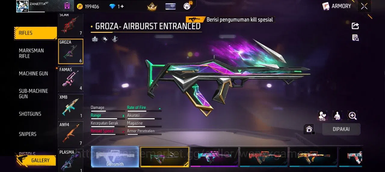 Free Fire Accounts Indonesia | AKUN LVL 62 EVOGUN SCAR LVL 3 SG MAMBAH VAULT 240 EMOTE 32 TAS 40 SKYWING 1 WEAPON 247 | W224 7