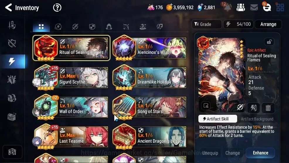 Epic Seven Accounts High-End GLOBAL UnVerif|11 ML(Salome,RueleLight,BW ISeria,Etc)+Aby Fumyr,Setsuka,Estele,etc|Poh+Bles 18