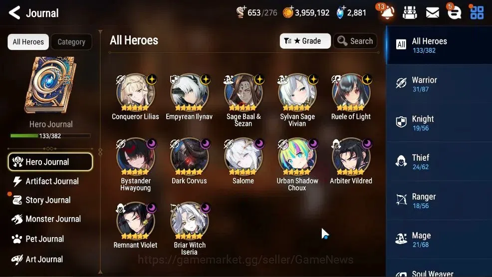 Epic Seven Accounts High-End GLOBAL UnVerif|11 ML(Salome,RueleLight,BW ISeria,Etc)+Aby Fumyr,Setsuka,Estele,etc|Poh+Bles 6