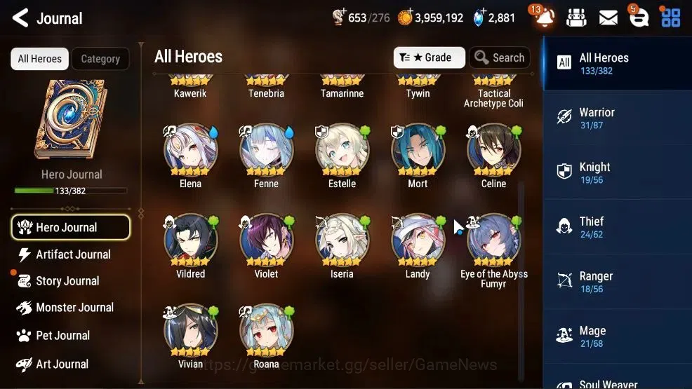 Epic Seven Accounts High-End GLOBAL UnVerif|11 ML(Salome,RueleLight,BW ISeria,Etc)+Aby Fumyr,Setsuka,Estele,etc|Poh+Bles 8