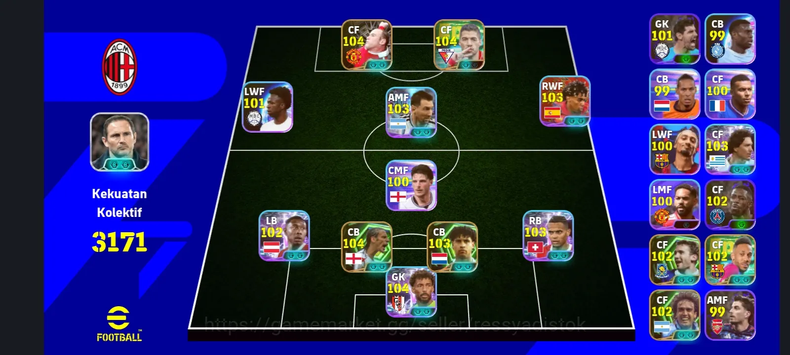 eFootball Accounts Legends & Iconic Players COLECTIVE 3172+ | W ROONEY x L SUAREZ x RIO FERDINAND,READY TO PLAY,CHEAPEST 1