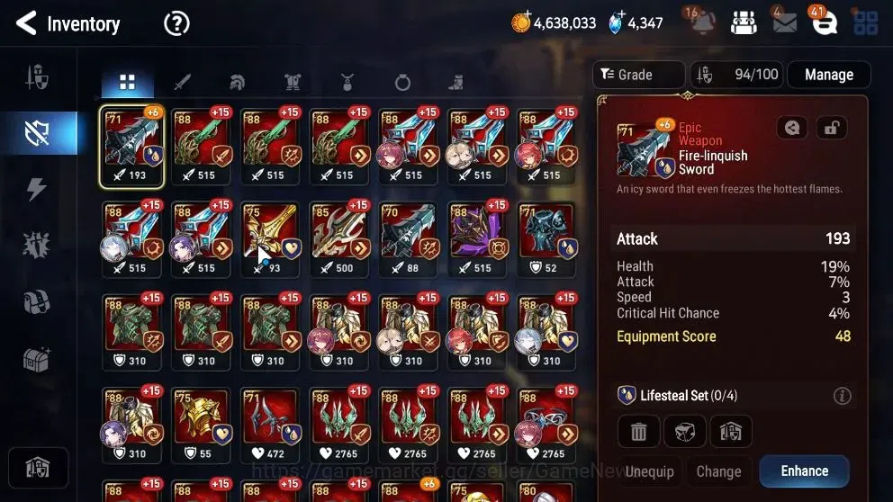 Epic Seven Accounts High-End GLOBAL UnVerif|8 ML(Rhiana&Luc,RueleLight,LH Cermia,etc)+Ab Fumyr,Setsuka,Estele,Ivana,etc|948 16